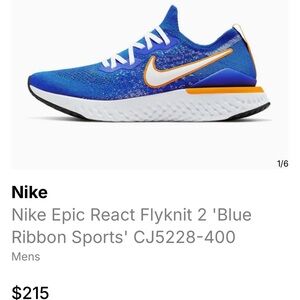 NIKE EPIC REACT FLYKNIT 2 RACER BLUE RIBBON SPORTS ORANGE MEN’S 9.5 WOMEN 10.5